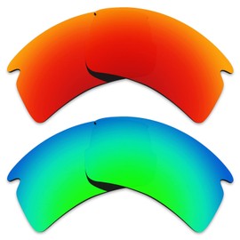 Alphax 2 Pair Replacement Lenses Polarized for Oakley Flak 2.0 XL OO9188 - Red+Green