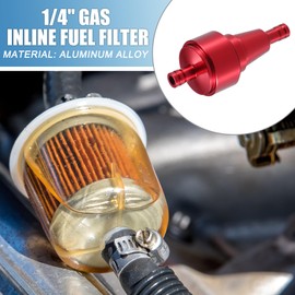 A ABSOPRO Universal Gas Inline Fuel Filter 6mm OD Gasoline Filter for ATV Red