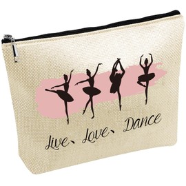 CREATCABIN Ballet Make Up Bag Dancer Cosmetic Bag Toiletry Bag Period Bag Portable Organiser Storage Washable Large Capacity for Holiday Girlfriend Wife Performance 25 x 18 cm