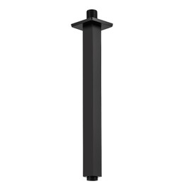 Ceiling Mounted Arm With Flange, Black Ceiling Shower Arm 12 Inch - Universal Connection 1/2 Npt Straight Square Arm For Fixed Rain Shower Head