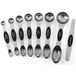 Chef Spoon Spring Chef Magnetic Measuring Spoons Set, Dual Sided, Stainless Steel, Set of 8