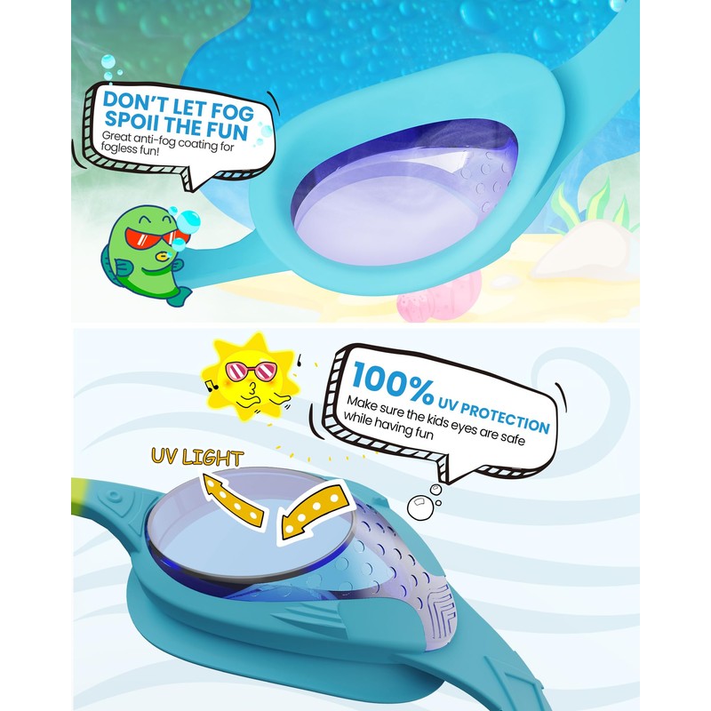 OutdoorMaster Kids Swim Goggles 2 Pack - Quick Adjustable Strap