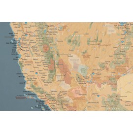 USA United States Decorative Wall Map 24x36 Poster (Tan & Slate Blue)