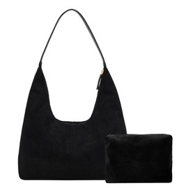 Macayda Handbag Women's Tote Bag Suede Shopper Bag Women's Large Vintage Slouchy Hobo Bag Tote Handbag Girls, black