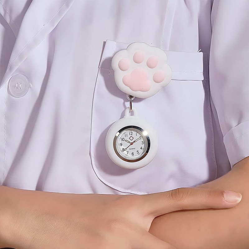 Nurse Watch Numbers Pocket Watch Stretchable White Pocket Watch for