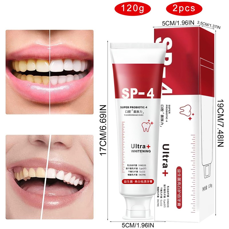 Pack of 2 Sp-4 Toothpaste, Sp-4 Probiotic Toothpaste, Whitening Toothpaste,