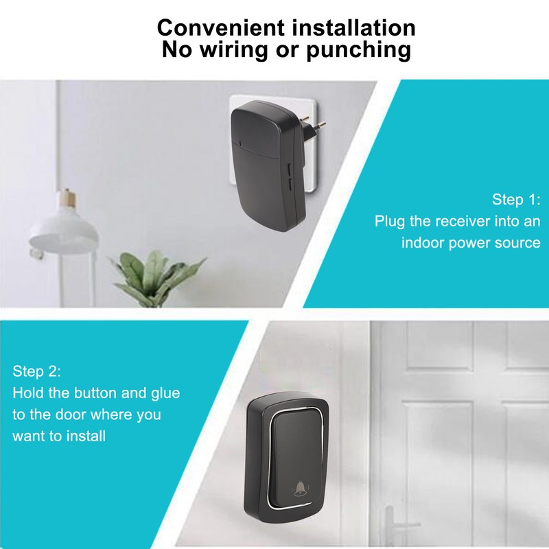Self Powered Wireless Doorbell Outdoor Home Welcome Ding Dong Door