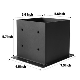 ICokin 6×6 Post Base 4 Pcs,Deck Post Brackets,Inner Size (5.6"x5.6“）Heavy Duty Powder-Coated Steel Post Bracket Fit for Outdoor Pavilion, Deck Railing ,Support Deck Base Plate,Pergola