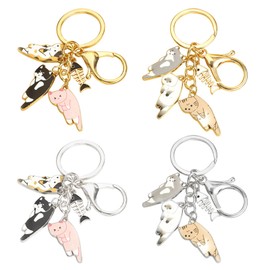 Cat Fish Bone Key Ring Jewelry Cat Fish Bone Keychain Handbag Pendant Keychain Alloy Material Gift for Women Men