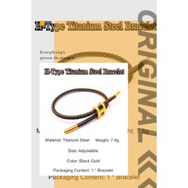 GAUEIOUR H-Type Titanium Steel Bracelet,Adjustable Woven Steel Wire Waterproof Bracelet, Design Hand Polished, Fashionable and Simple, Unisex, Couple Jewelry, Jewelry Gifts (Black Gold)