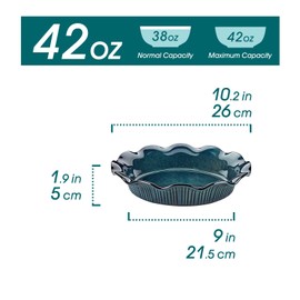 vancasso Stern Ceramic Pie Pan for Baking, 9 Inch Pie Plates with Ruffled Edge, Deep Dish Pie Pan for Apple Pie and Quiche, Large Pot Pie Baking Dishes, Thanksgiving Gifts - Green