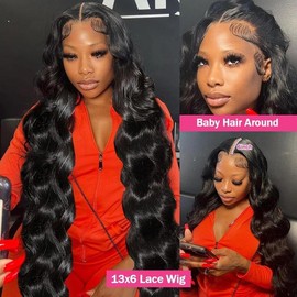 Bling Hair Body Wave Lace Wigs For Women Real Human Hair Wigs 13x4 Lace Frontal Wig 34 36 Inch 13x6 Lace Frontal Wig Pre Plucked 180 Density:_13x6 lace wig _16inch
