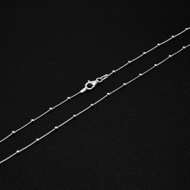 Treasure Bay Women's Silver Necklace - 925 Sterling Silver Small Chain Beaded Necklace Layered Stacking Curb Chain Necklace for Women Ladies Girls 19In