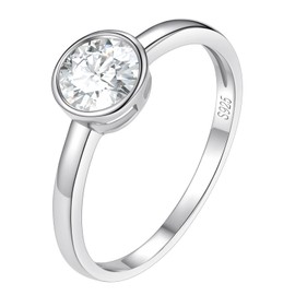 FindChic 925 Silver Cubic Zirconia Heart / Round / Square Eternity Ring for Women Engagement Ring Size J to Z