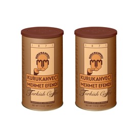 KURUKAHVECI MEHMET EFENDI Turkish Coffee, Arabica Beans, Roasted Ground,Rich Aroma, Fresh, Medium to Heavy-bodied, Original Taste Since 1871 (17.6 OZ / 500 Gr) Pack of 2