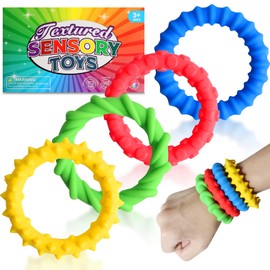 Pack of 4 Sensory Toy Fidegt Toys Chew Bracelet Children ADHD Autism Decompression Toy for Stress Relief and Anxiety Relief, Multicoloured