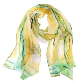 allydrew Wrapables® Lightweight Sheer Silky Feeling Chiffon Scarf, Green Floral