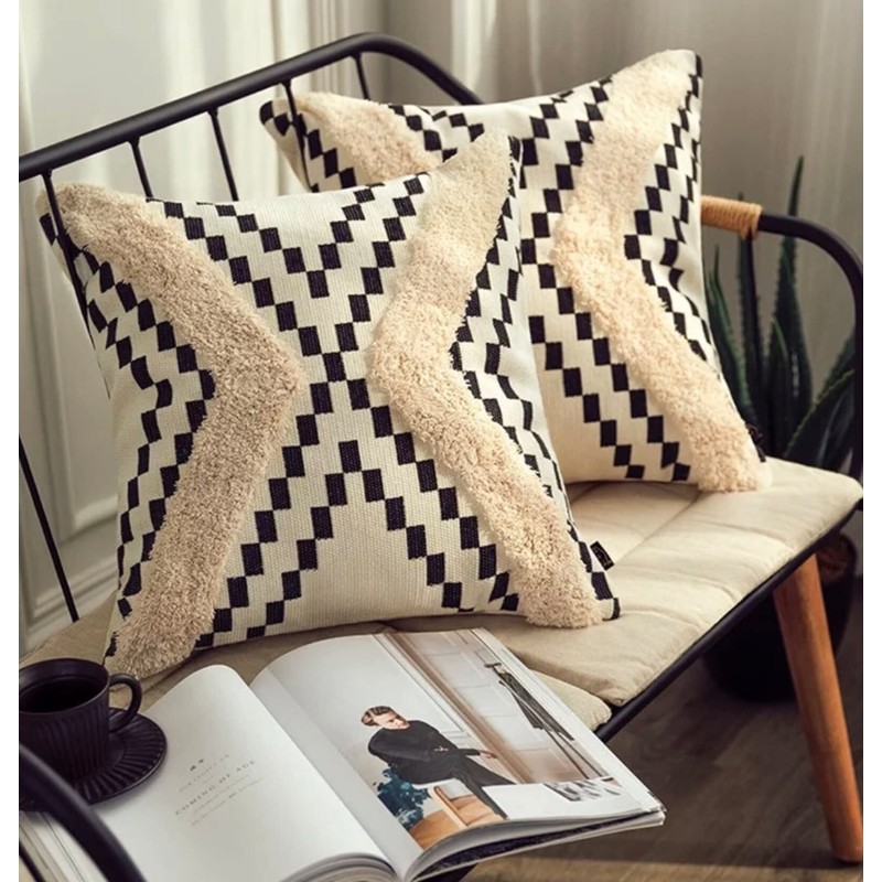 MODERN HOMES (Set of 2) Boho Design Tufted Cotton Cushion
