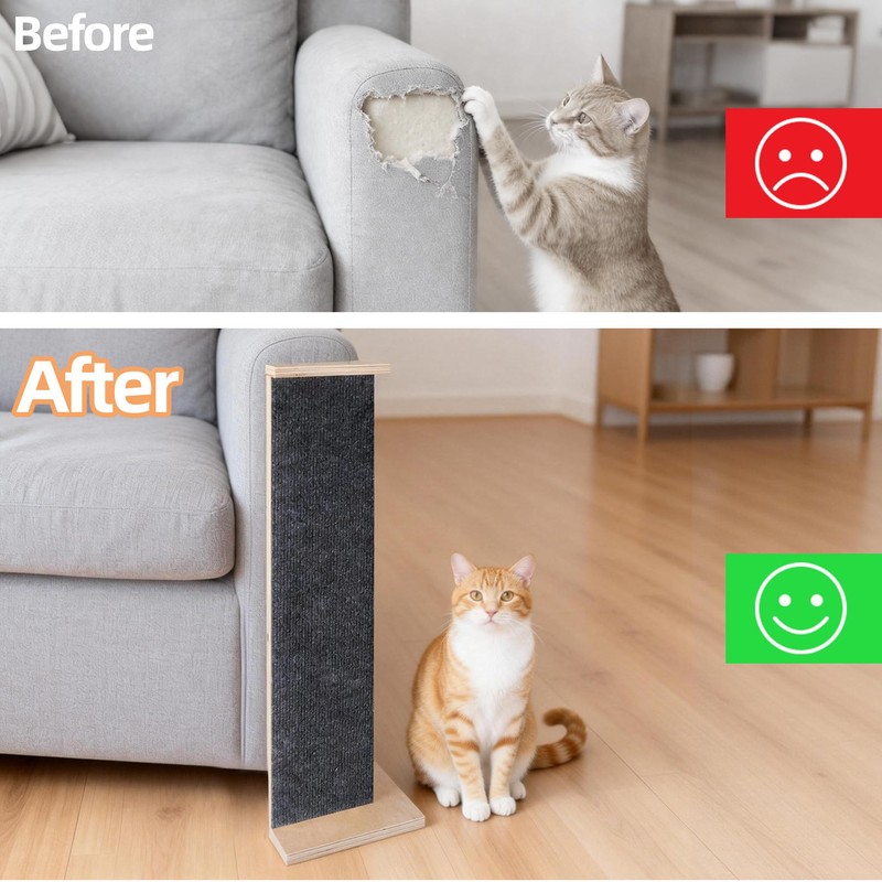 Dmnnlp 24" Tall Couch Corner Cat Scratcher, with 5Pcs Replaceable