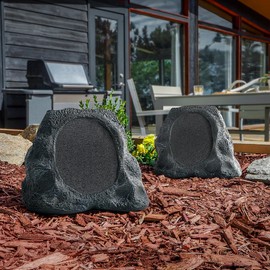 Victrola Rock Speaker Connect, Granite, Wireless Outdoor Speaker with Bluetooth 5.3, 22-Hour Battery Life, with Solar Charging, Link Up to 20 Rock Speakers, IP65 Water & Dust Resistant Speaker