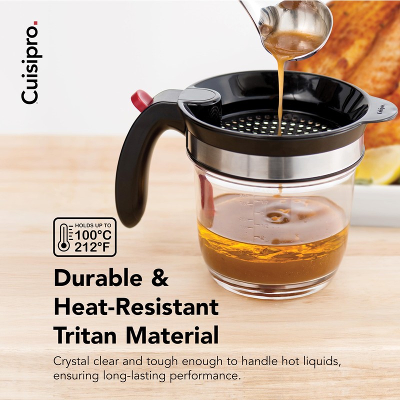 Cuisipro Fat Separator with Bottom Release, Plastic, 4 Cup Strainer