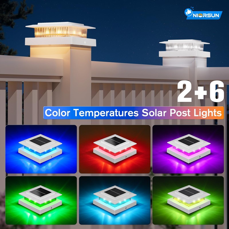 NIORSUN Solar Post Cap Lights Outdoor Waterproof, 4x4 Post Solar