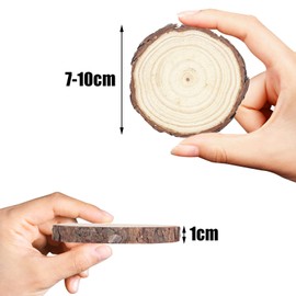 Dachiy Pack of 18 Wooden Discs 8-10 cm Diameter Without Hole, Round Tree Discs for Crafts, Round Wooden Disc Coasters, Wood Log, Pine Wood Branch Discs, Tree Trunk Decoration, Wedding Centrepieces
