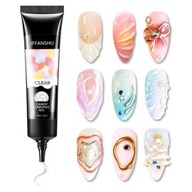 IFFANSHU 3D Gel Nail Art, Clear Sculpting Gel Nail Glue Gel Hard Gel for Carving Molding DIY Nail Painting Gel Polish 5D Embossed Candy Nail Gel Nail Decoration Manicure