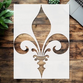 Reusable Fleur De Lis Stencil, 8.5x11 Inches, Durable Plastic, Ideal for Painting and Craft Projects
