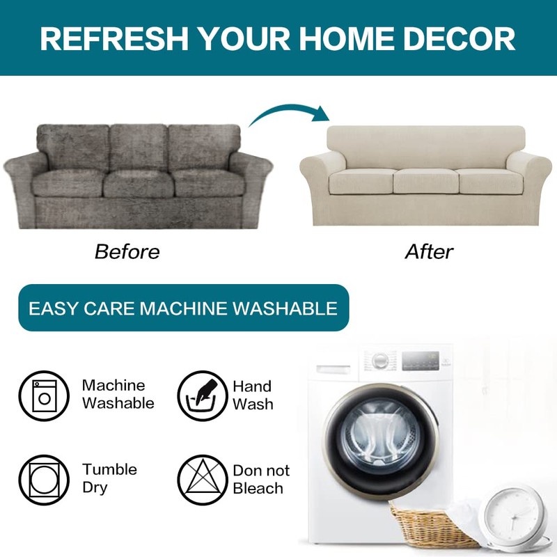 Turquoize 4 Piece Sofa Covers for 3 Cushion Couch Sofa