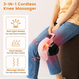 SGULNF Knee Massager, Portable Knee Massager with Heated and Red Light, 9 Heating & 9 Vibration Levels, Knee Massager for Family and Elders