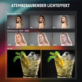 NEEWER Handlichtstab RGB Lichtstab, Magnetischer LED Videoleuchte Stab mit 2550mAh Akku, 2500K~8500K dimmbar CRI 95+ Vollfarbige Leuchtstab Videolicht mit 17 Lichtszenen für Video Vlog TikTok, TL20C