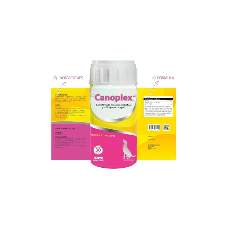 Holland Canoplex Jr. Vitamínico Mineral con ácidos grasos Omega 3,
