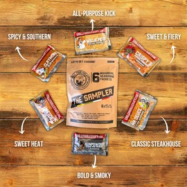 Grill Your As* Off Sample Pack Spices and Seasonings - (6 Pack) BBQ & Grill Seasoning for Beef, Steak, Burgers, Pork & Chicken - MSG & Gluten Free BBQ Rub & Steak Seasoning - USA Made & Veteran Owned