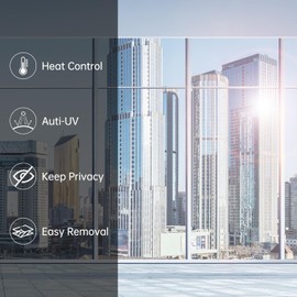 Window Privacy Film One Way Mirror Reflective Window Film See Out Not in Sun Blocking Heat Control Anti UV Window Tint for Office Home Door(Black-Silver, 35.4 Inch x 6.5 Feet)