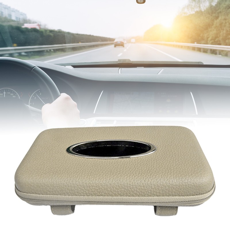 Car Tissue Holder Decorative Leather Container Visor Hanging Box for
