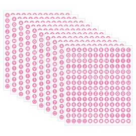 1680 Pieces 0.5 Inch Circle-Backed Letter Stickers, 10 Sheets Alphabet and Number Stickers with Cute Designs, Vinyl Stickers for DIY Cards, Item Labeling, Bullet Journaling, Scrapbooking - Pink