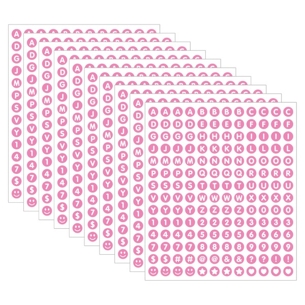 1680 Pieces 0.5 Inch Circle-Backed Letter Stickers, 10 Sheets Alphabet