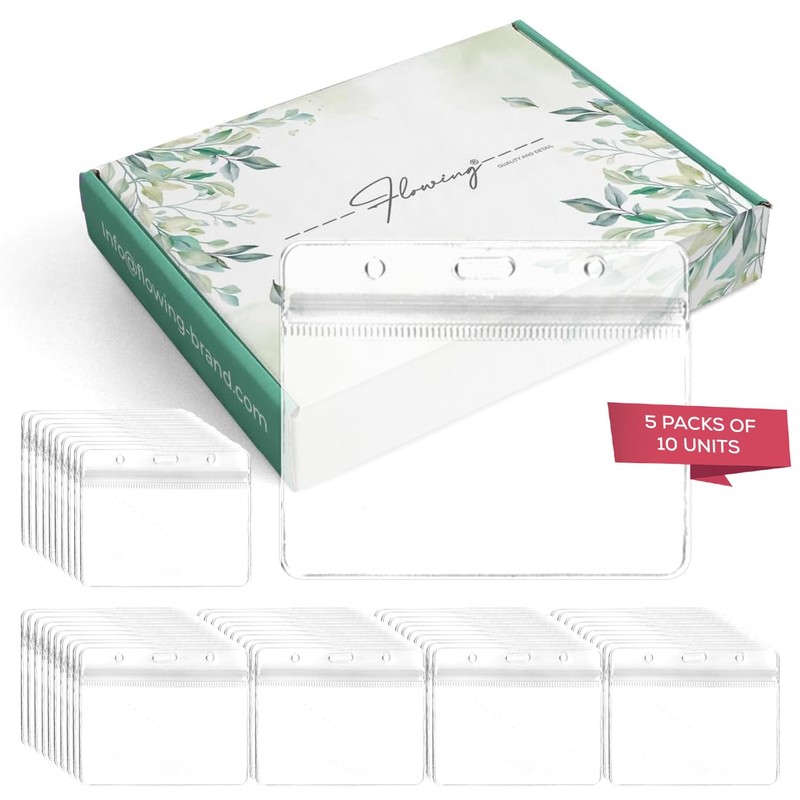 50pcs Flowing ID Card Holders – 50 Badge Holder Pack