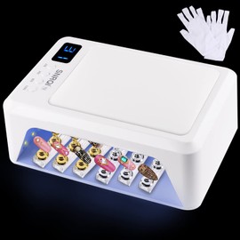 72W UV Led Nail Lamp for Gel Nail Polish Press Ons Nails Curing, Kalolary Large UV Nail Light Curing Nail Dryer with Nail Arm Rest & UV Gloves for Nail Artist Nail Technician Salon Use