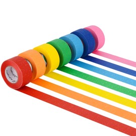 7 Rolls Colored Masking Tape, Colorful Rainbow Painters Tape, 7 Colors Decorative Arts & Crafts Tape Set, 1 inch Wide by 16.4 Yard, Rainbow, Pack of 7 by Skytogether