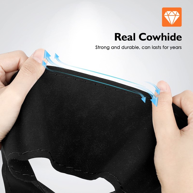 BELINOUS Suede Steering Wheel Leather Wrap (Size M5, Black)