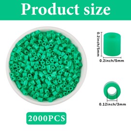 SOFPLATE 2000Pcs Green Melting Beads Perlers Beads Bulk 5 x 5mm Tube Small Mini Plastic Fuse Melty Fusion Compatible Hama Refill Craft Spacers Accessories for DIY Pegboards Creative Arts Gifts Craft