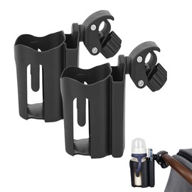 2-in-1 Stroller Cup Holder with Phone Holder,Universal Cup Holder for Stroller,Adjustable Stroller Walker Bike Cart Kayak Motorcycle Cup Holder 2Pcs