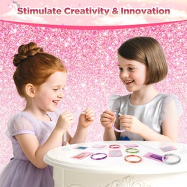 Glitter Bracelet Making Kit 10pcs, DIY Bracelet Craft Set with Shiny Sequins, Creative Arts and Crafts for Kids, Best Girls Birthday Gifts for Girls Age 6 7 8 9 10 11 12+ Year Old