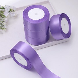 Solid Color Decorative Ribbon (5 Rolls), Diy Decorative Ribbon, Decorative Ribbon for Wedding Party Cake Gift Box Packaging, Gift Ideas & Wrapping Supplies for Elegant Gift Box, Party Gift Packs, Gift Decoration:_Violet_5 Rolls