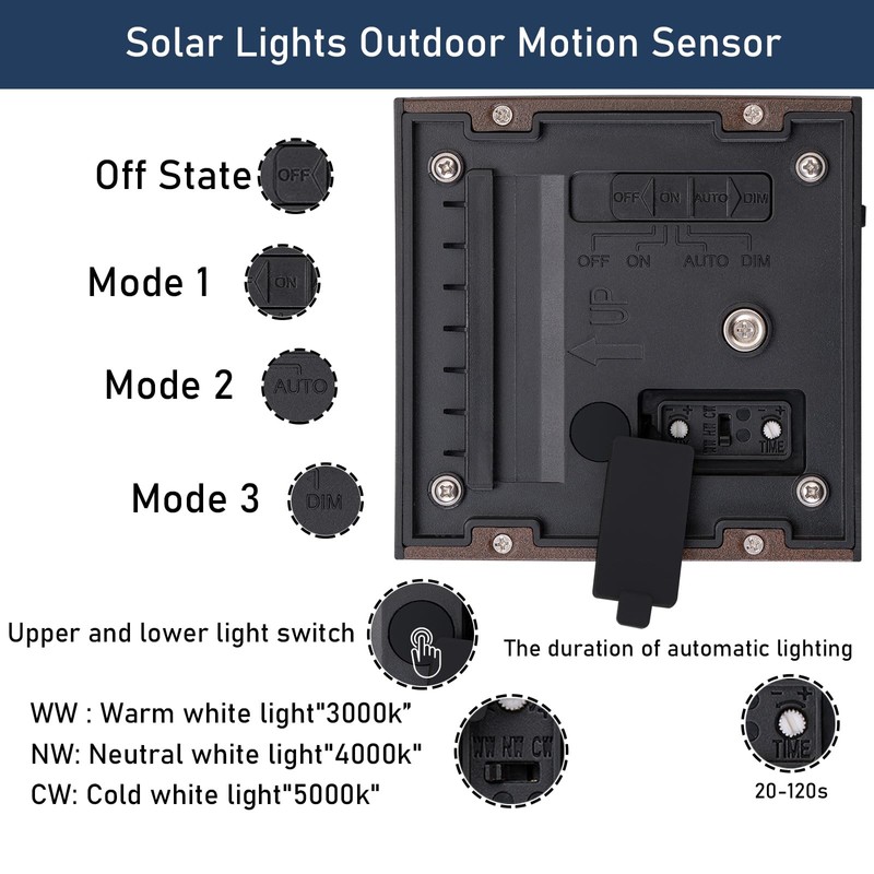 CNAHIWO Solar Sconce Lights Outdoor, Motion Sensor, Dimmable Up and