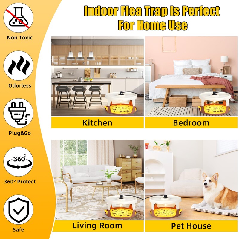 4 Pack 2025 Flea Traps for Inside Your Home with