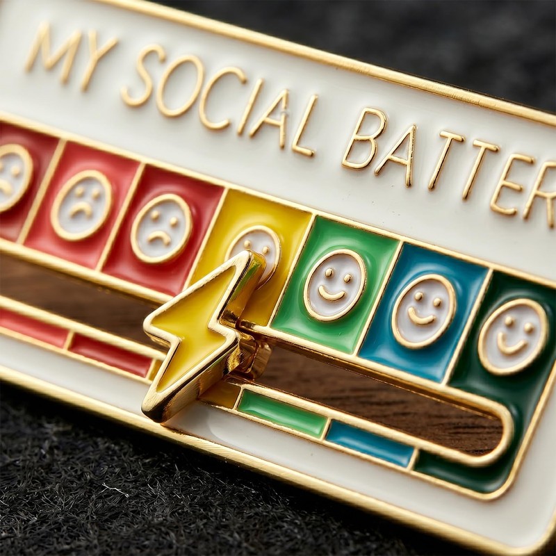 2 Pack of Social Battery Slider Pins | Creative Enamel