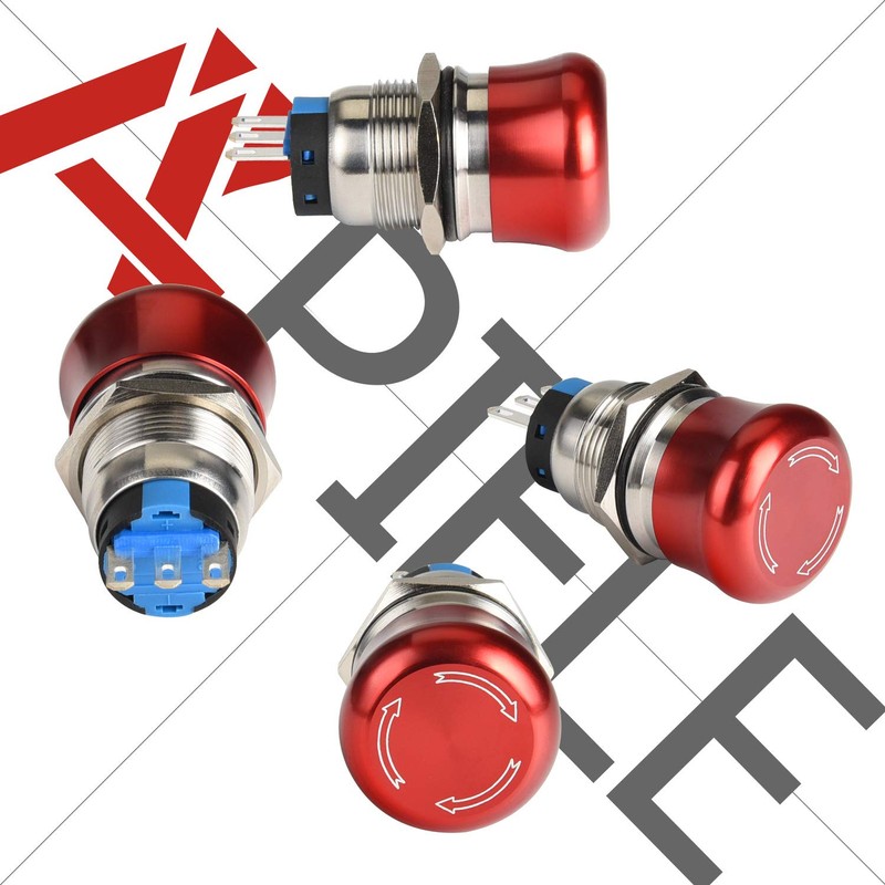 APIELE 19mm Metal Emergency Stop Push Button Swicth Latching 12-250V